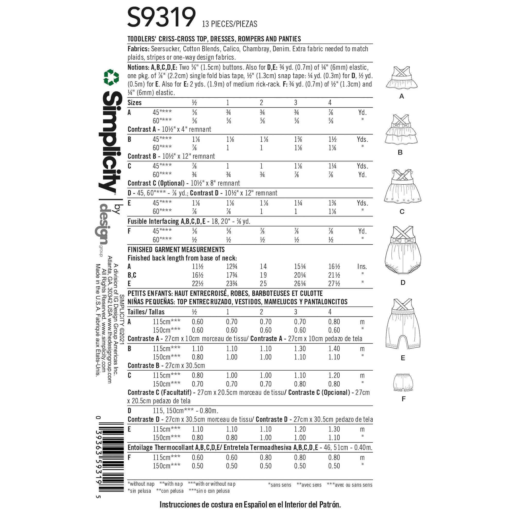 Simplicity® Pattern CS9319 (1/2-4)